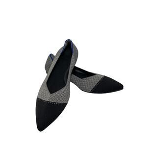 Rothy’s The Point Flats Black Gray Herringbone Knit Women’s Size 10